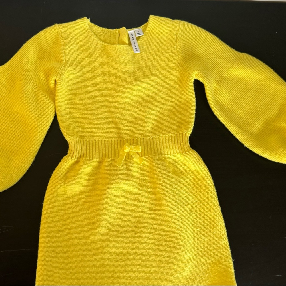 Janie and Jack yellow Balloon Sleeve Sweater Dress size 4 t